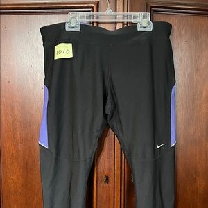 Nike Black Leggings with Purple Panels size XL